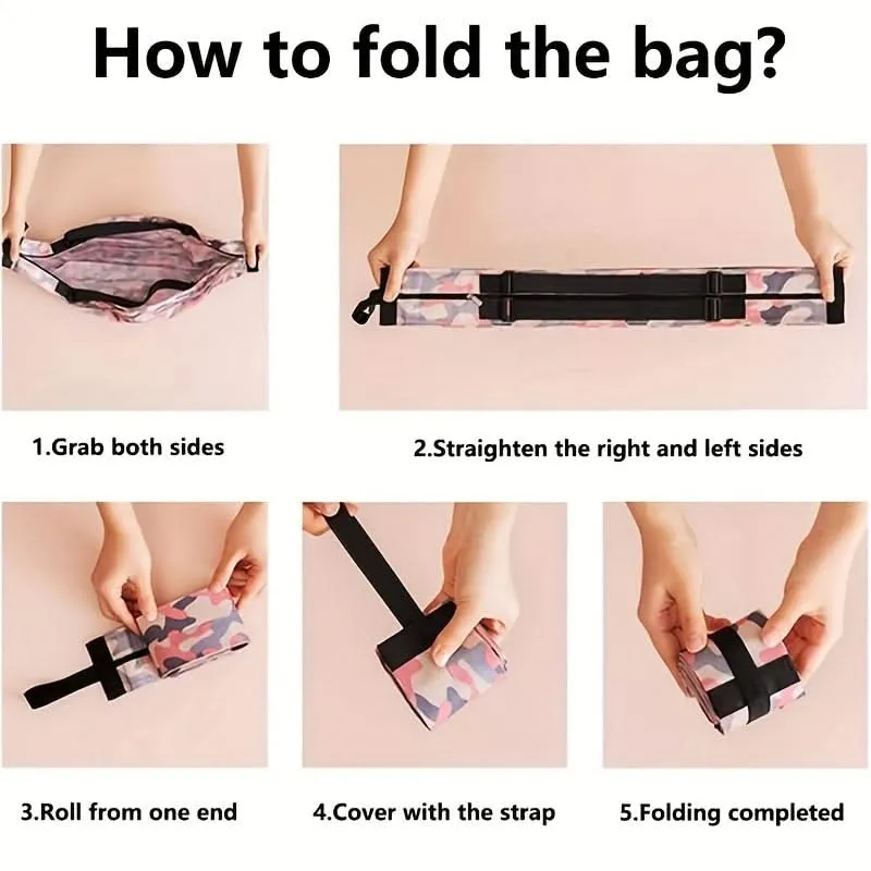 Heavy-Duty Foldable Shoulder Shopping Bag – Zipper Closure, Reusable Tote Bag