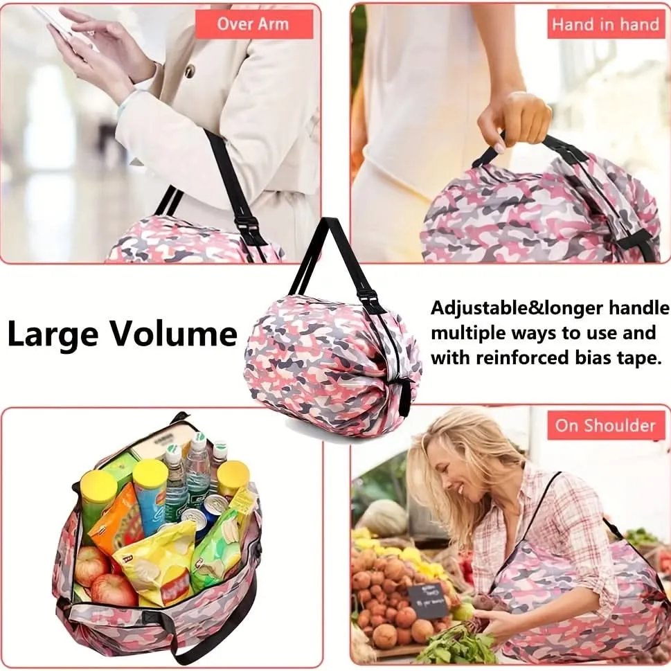 Heavy-Duty Foldable Shoulder Shopping Bag – Zipper Closure, Reusable Tote Bag