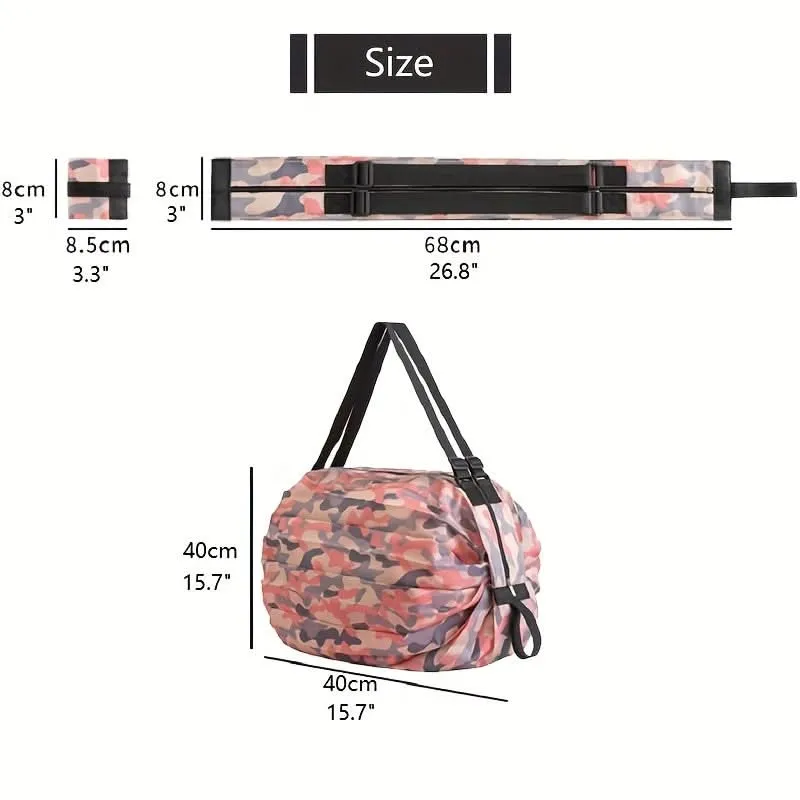 Heavy-Duty Foldable Shoulder Shopping Bag – Zipper Closure, Reusable Tote Bag