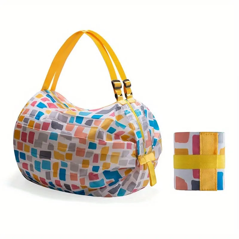 Heavy-Duty Foldable Shoulder Shopping Bag – Zipper Closure, Reusable Tote Bag