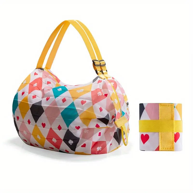 Heavy-Duty Foldable Shoulder Shopping Bag – Zipper Closure, Reusable Tote Bag
