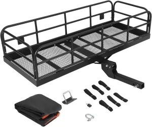 Heavy-Duty Steel Hitch Cargo Carrier with 500 lb Capacity, Safety Features, Easy Installation - Ideal for SUVs, Trucks, RVs