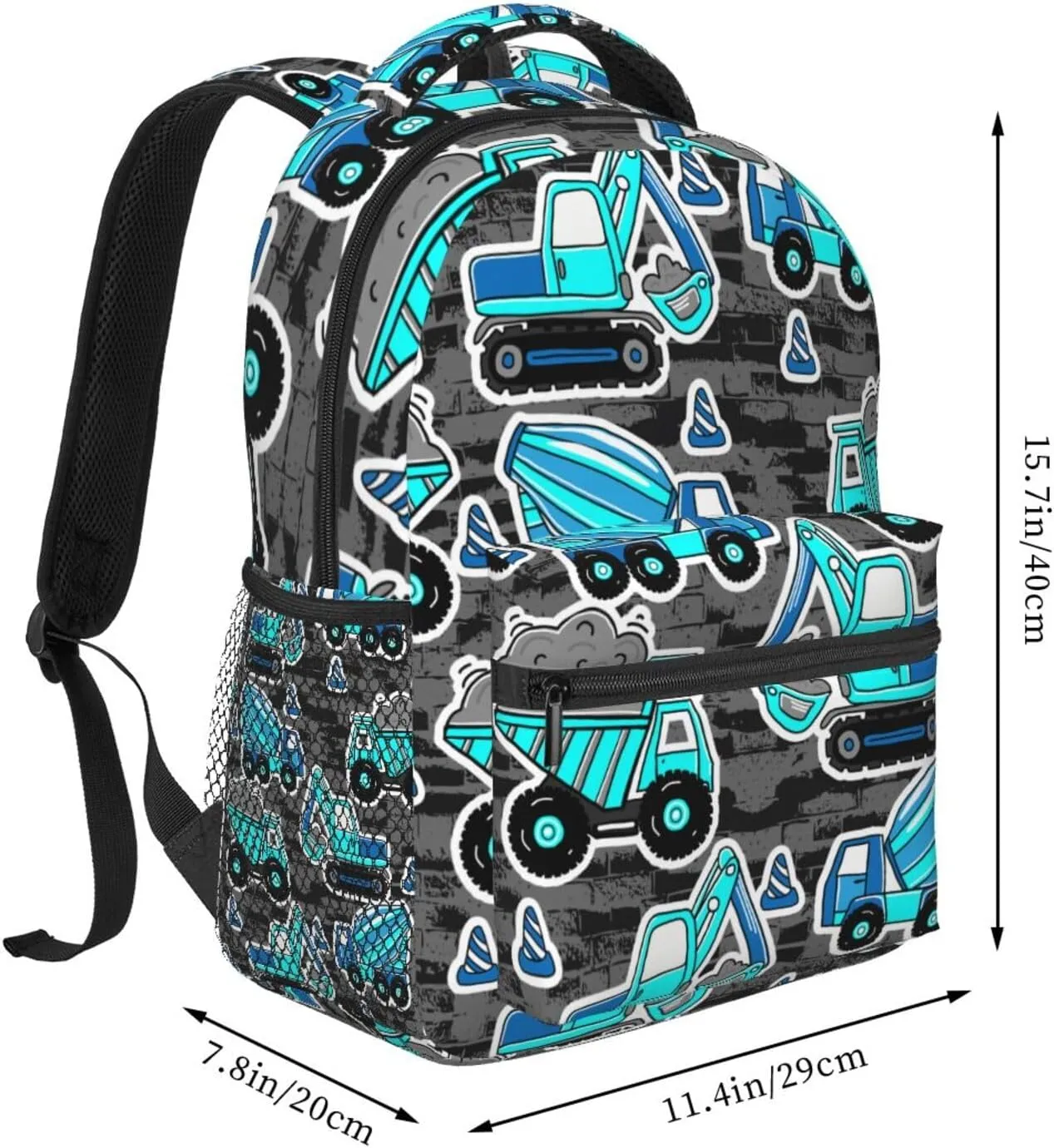 Heavy Machinery Mud Truck Excavator Backpacks 15 Inch Laptop Backpack Multipurpose Double Shoulder Bag For Men Women Gifts