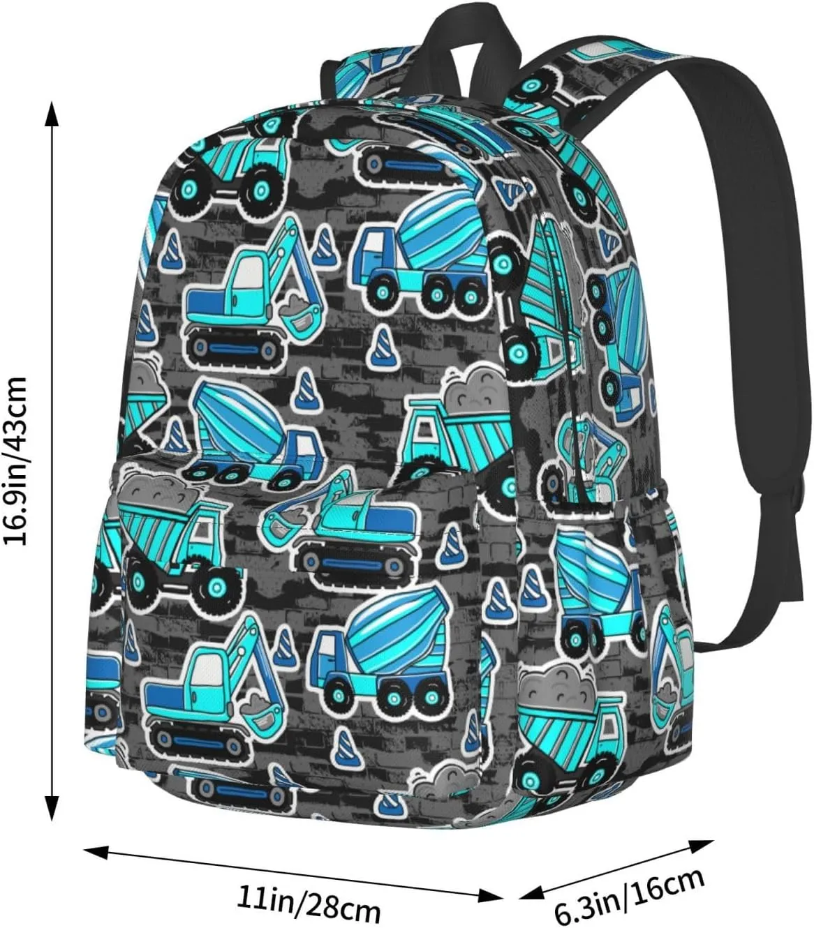 Heavy machinery mud truck excavator Backpacks 15 Inch Laptop Backpack Multipurpose Double Shoulder Bag for Men Women Gifts
