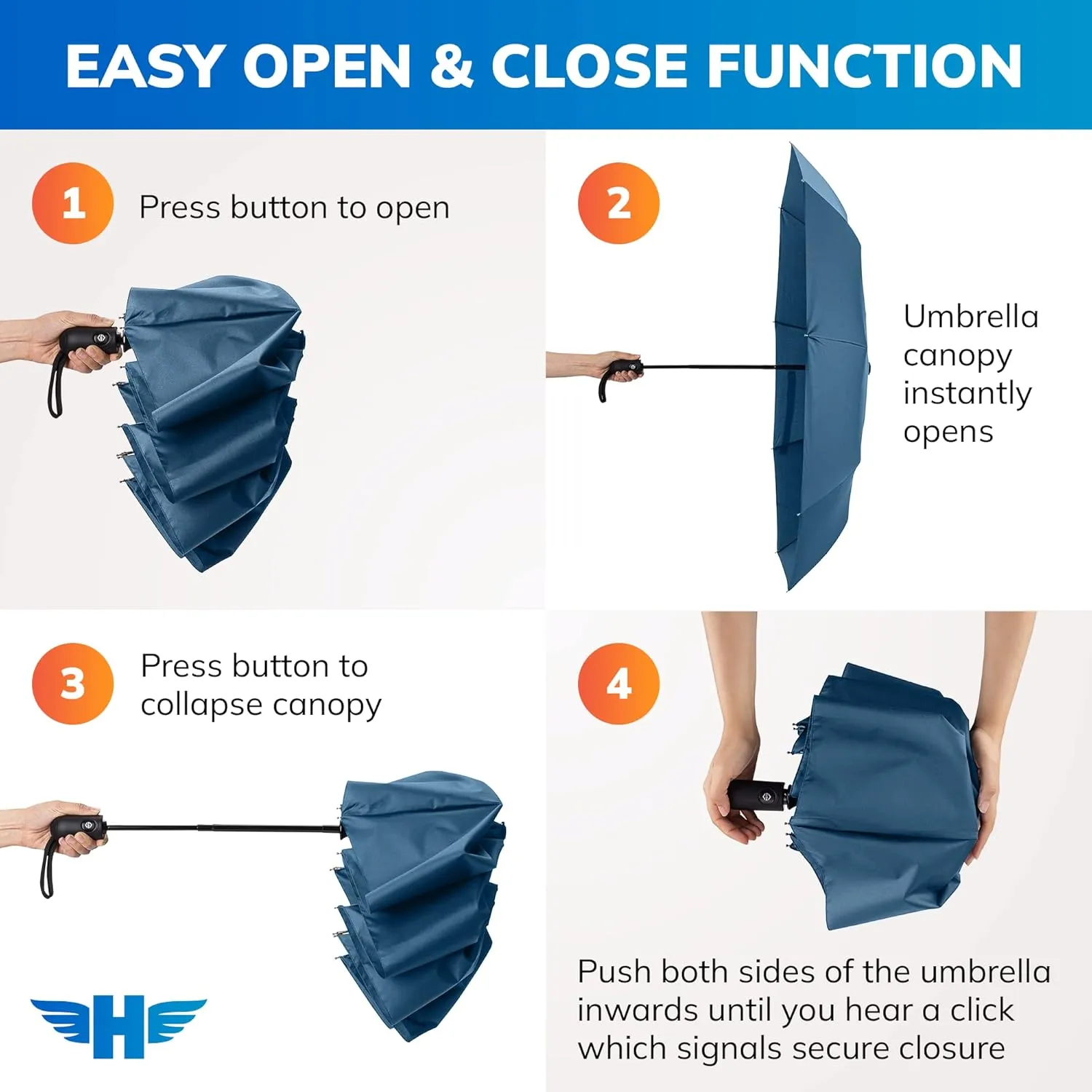 HERO Travel Umbrella – Windproof, Compact and Portable