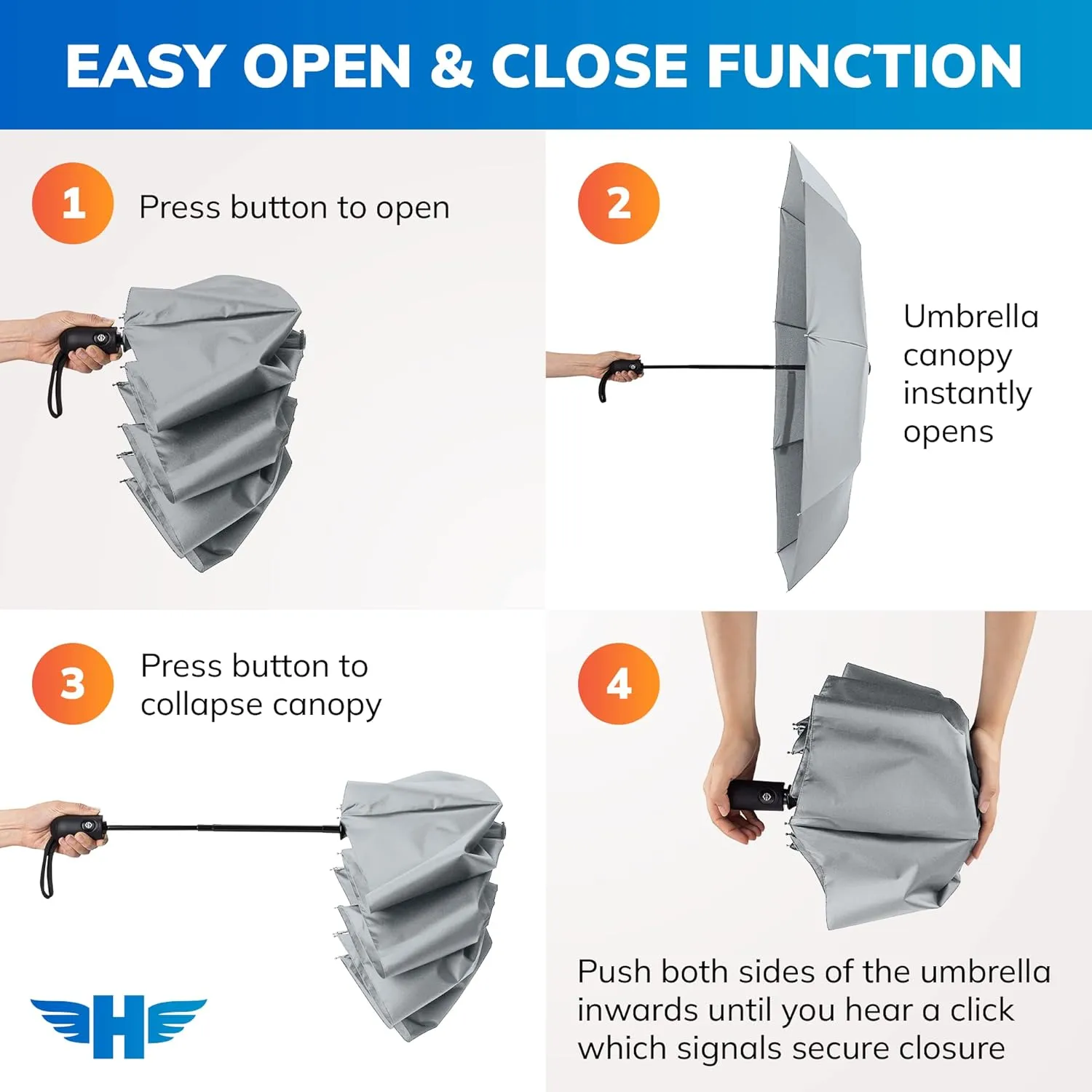 HERO Travel Umbrella – Windproof, Compact and Portable