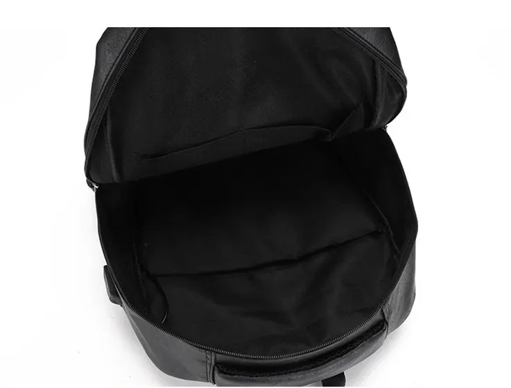 High Quality USB Charging Backpack Men PU Leather Bagpack Large Laptop Backpacks Male Mochilas Schoolbag For Teenagers Boys