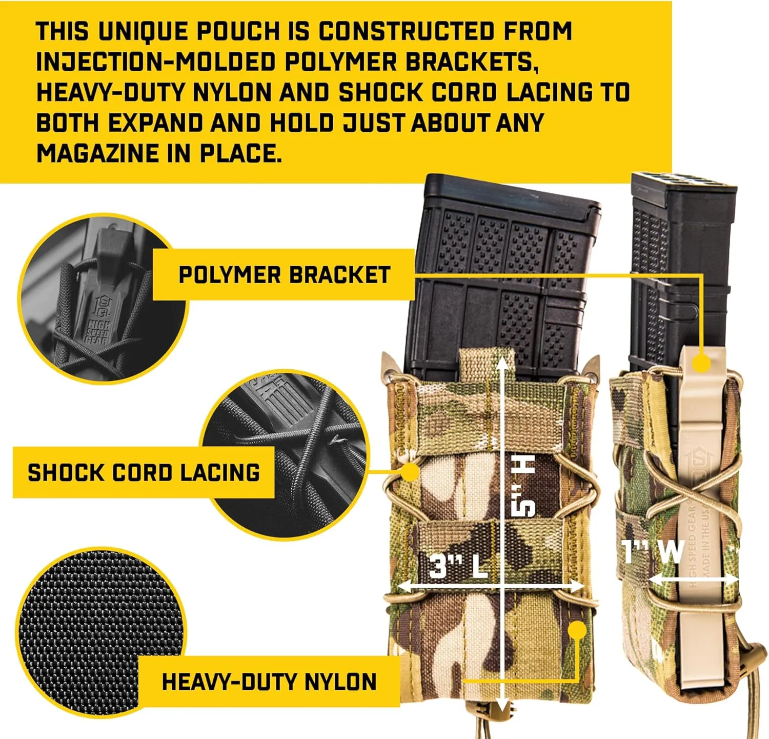 High Speed Gear® - Original TACO® MOLLE Mag Pouch, Police Gear & Military Gear, Tactical Magazine Pouch for Professionals (OD Green)