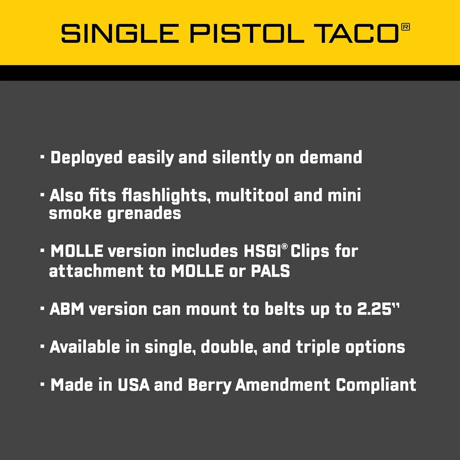 High Speed Gear Single Pistol Taco Mag Pouch, Molle
