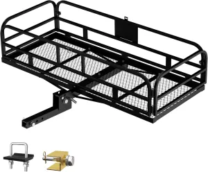 Hitch Mount Cargo Carrier Basket 500 LBS Folding Vehicle Cargo Baskets 60" x 24" x 14" Fits 2" Receiver with 2" Hitch Stabilizer for SUV, Pickup Truck, Trailer