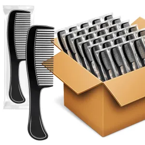 HOFASON 100 Pcs Bulk Hair Combs Individually Wrapped for Women, Kids, Men Beard, Professional Wide Tooth Comb for Hair Styling, Travel, Homeless, Hotel, Shelter, Nursing Home and Church (Black)