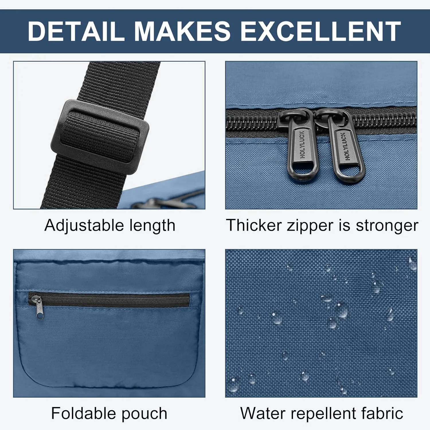 HOLYLUCK Foldable Travel Duffel Bag For Women & Men Luggage Great for Gym - Airforce blue