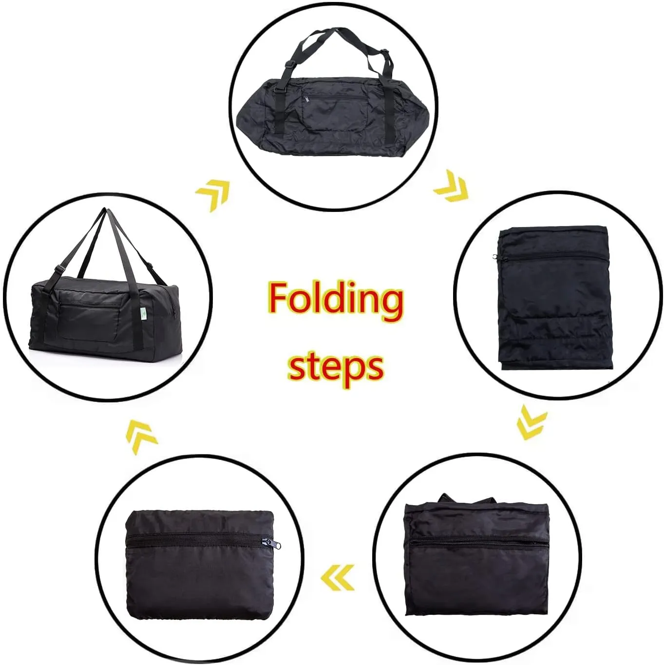 HOLYLUCK Foldable Travel Duffel Bag For Women & Men Luggage Great for Gym (black) One_Size