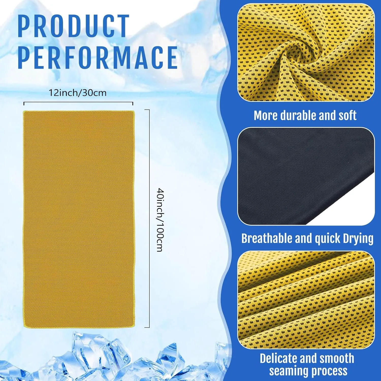 Hosuly 15 Pack Cooling Towels 40" x 12" Cooling Towels for Neck and Face Iced Towel Microfiber Soft Breathable Chilly Yoga Towel for Hot Weather (Yellow)