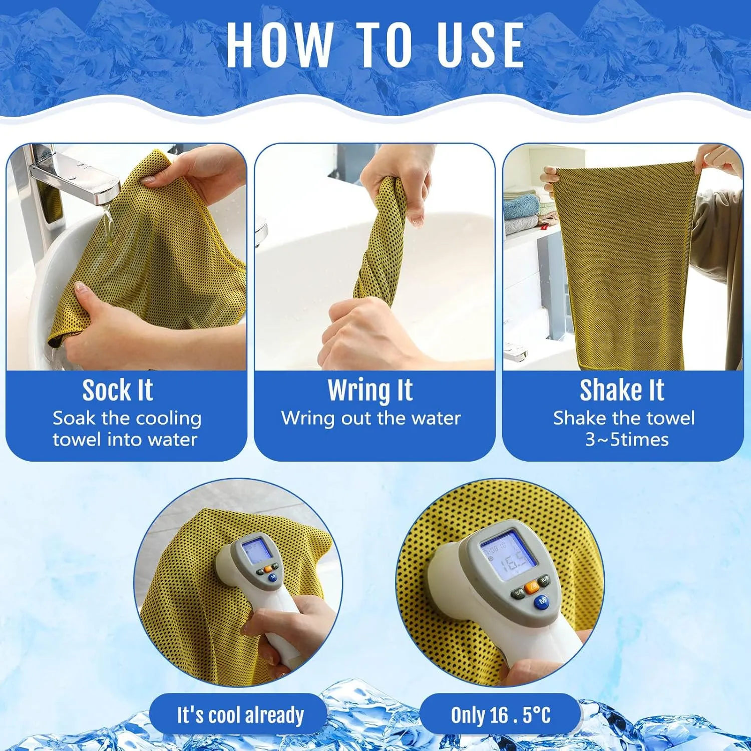 Hosuly 15 Pack Cooling Towels 40" x 12" Cooling Towels for Neck and Face Iced Towel Microfiber Soft Breathable Chilly Yoga Towel for Hot Weather (Yellow)