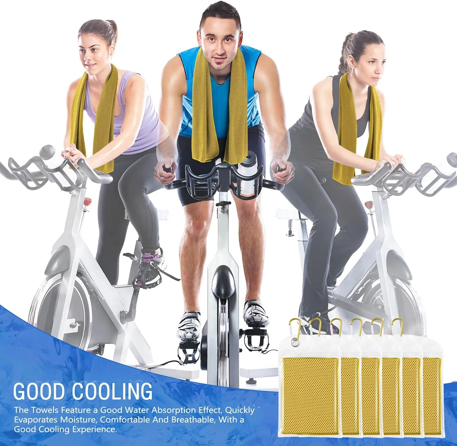 Hosuly 15 Pack Cooling Towels 40" x 12" Cooling Towels for Neck and Face Iced Towel Microfiber Soft Breathable Chilly Yoga Towel for Hot Weather (Yellow)