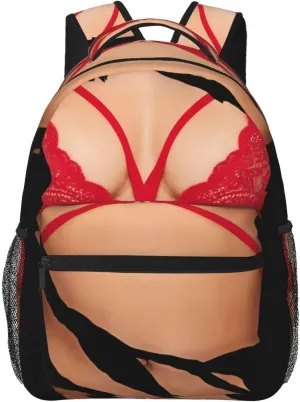 Hot 3d Realistic Boobs Red Bikini Body Backpacks 15 Inch Laptop Backpack Multipurpose Double Shoulder Bag For Men Women Gifts