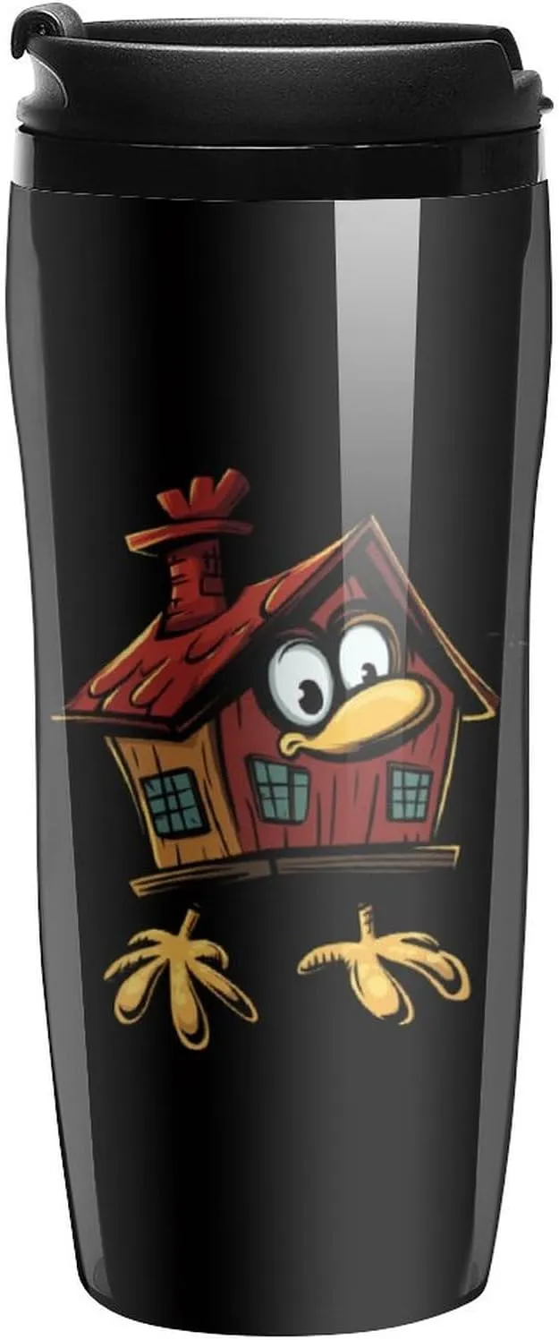 House on Chicken Legs Coffee Mug with Lid Portable Tumbler Water Bottle for Travel Business 350ml