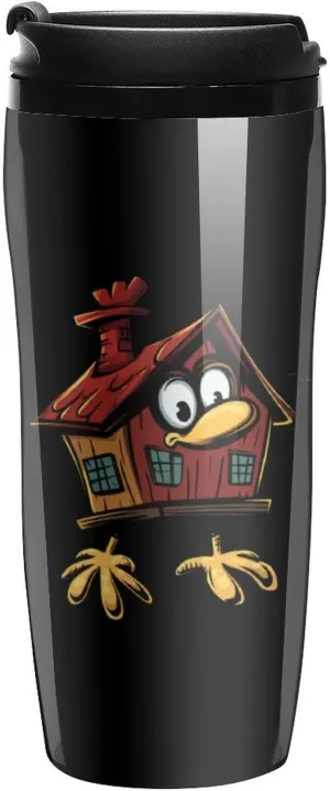 House on Chicken Legs Coffee Mug with Lid Portable Tumbler Water Bottle for Travel Business 350ml