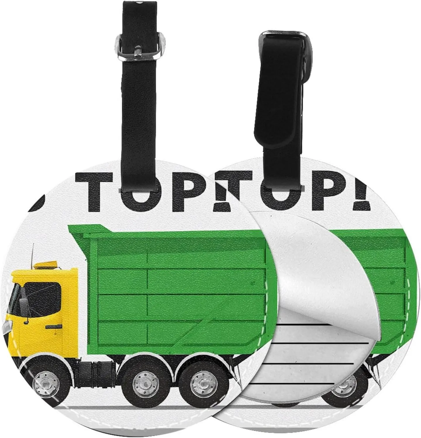 I Love Garbage Trucks -Print Customizable Round Luggage Tag-Waterproof Pu Leather, Privacy Protection & Reflective for Travel, Pet, Suitcases