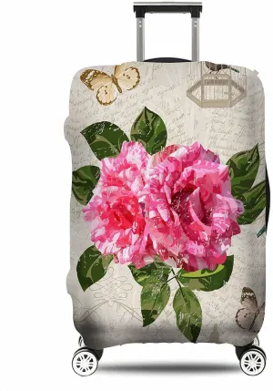 IBILIU Travel Luggage Cover Protector Vintage Flowers Bird Butterflies Suitcase Cover Protectors Washable Luggage Suitcase Cover for 25-28 Inch L