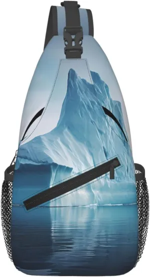 icebergs Patterned crossbody chest bag, casual hiking shoulder bag, travel crossbody backpack for men and women