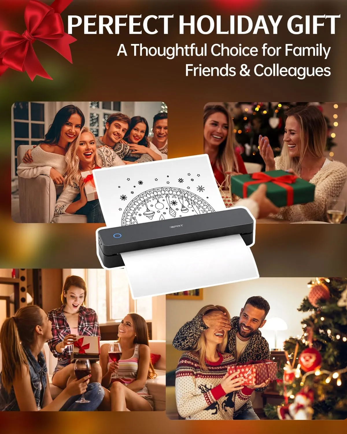 iDPRT Inkless Portable Printer for Travel, Wireless Thermal Printer Supports 8.5 x 11 Inch US Letter Size, 300DPI Bluetooth Printers Compatible with iOS, Android & Laptop for Office Car Home, Black
