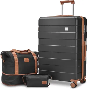 imiomo 28 IN Large Luggage, Suitcase with Spinner Wheels, Hardside 3PCS Set Lightweight Rolling Travel Luggage with TSA Lock(28IN,Black)
