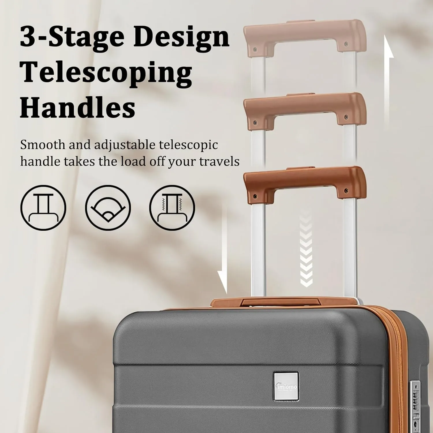 imiomo 3 Piece Luggage Sets,Suitcase with Spinner Wheels,Luggage Set Clearance for Women, Lightweight Rolling Hardside Travel Luggage with TSA Lock (Large Luggage 28IN, Grey)
