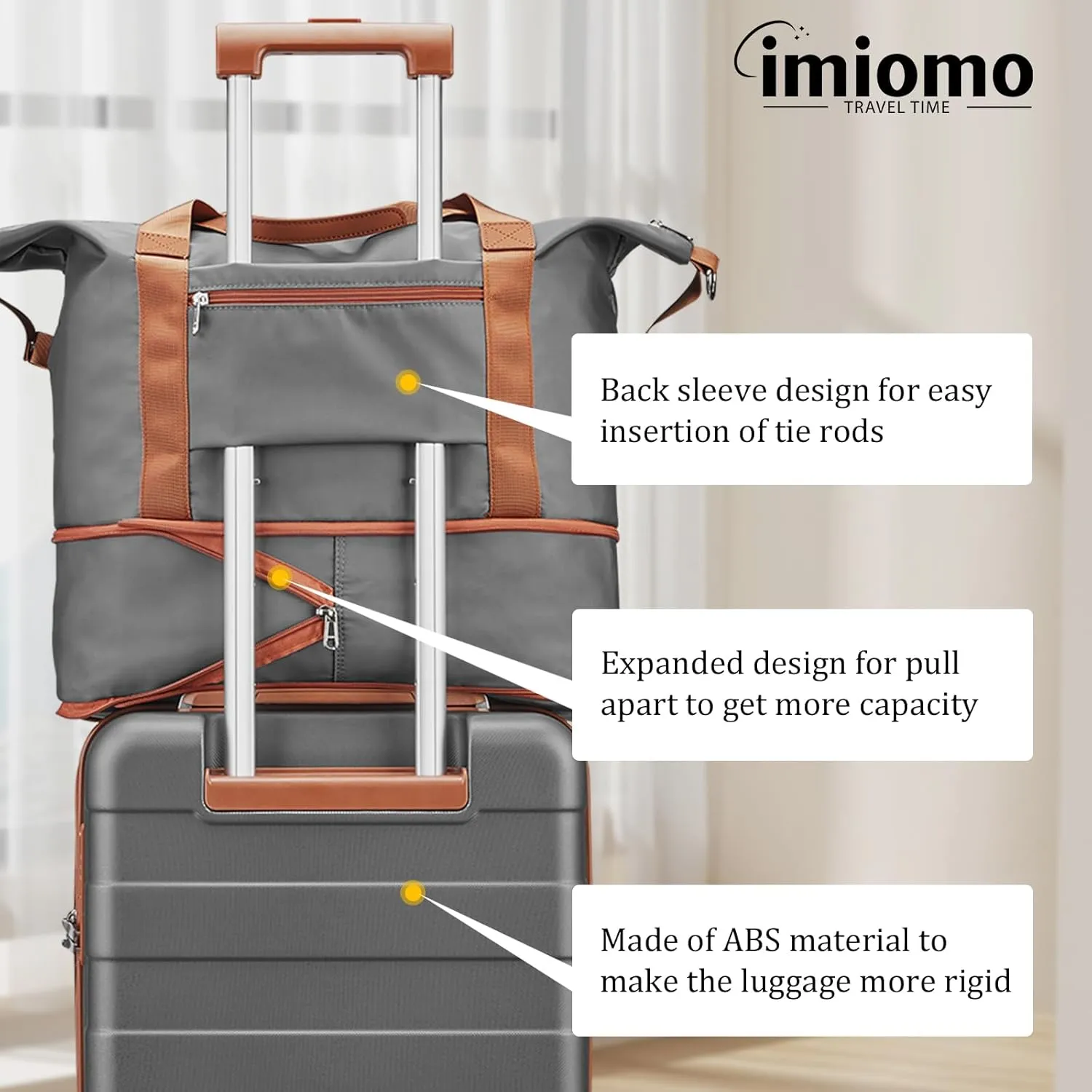 imiomo 3 Piece Luggage Sets,Suitcase with Spinner Wheels,Luggage Set Clearance for Women, Lightweight Rolling Hardside Travel Luggage with TSA Lock (Large Luggage 28IN, Grey)