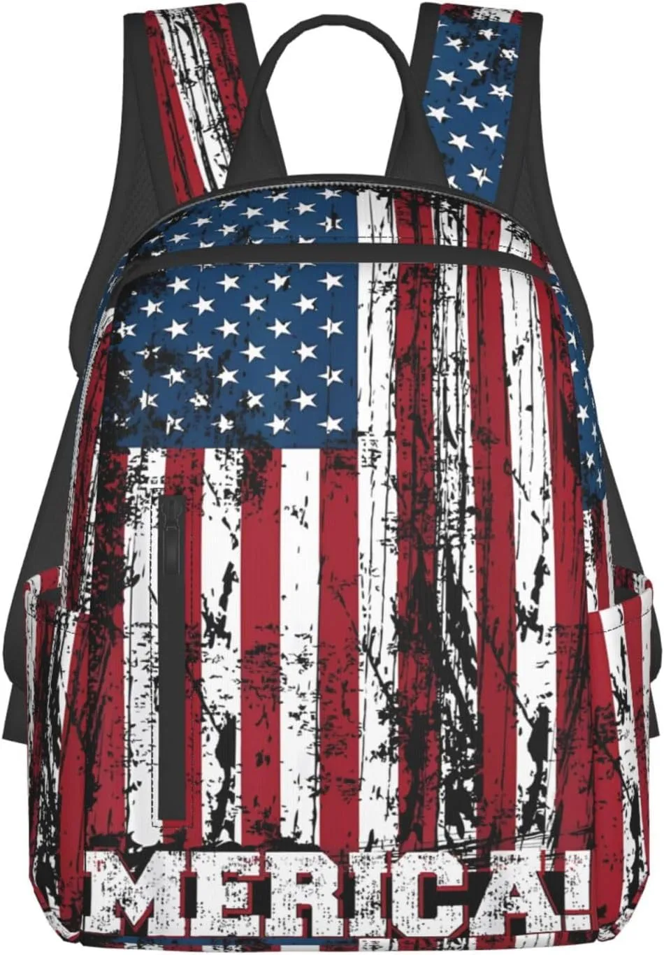 Independence Day American Flag Patriotic Casual Backpacks Laptop Backpack Outdoor Travel Rucksack Sport Carry-On Daypack Lightweight Bag with Multi-Pockets