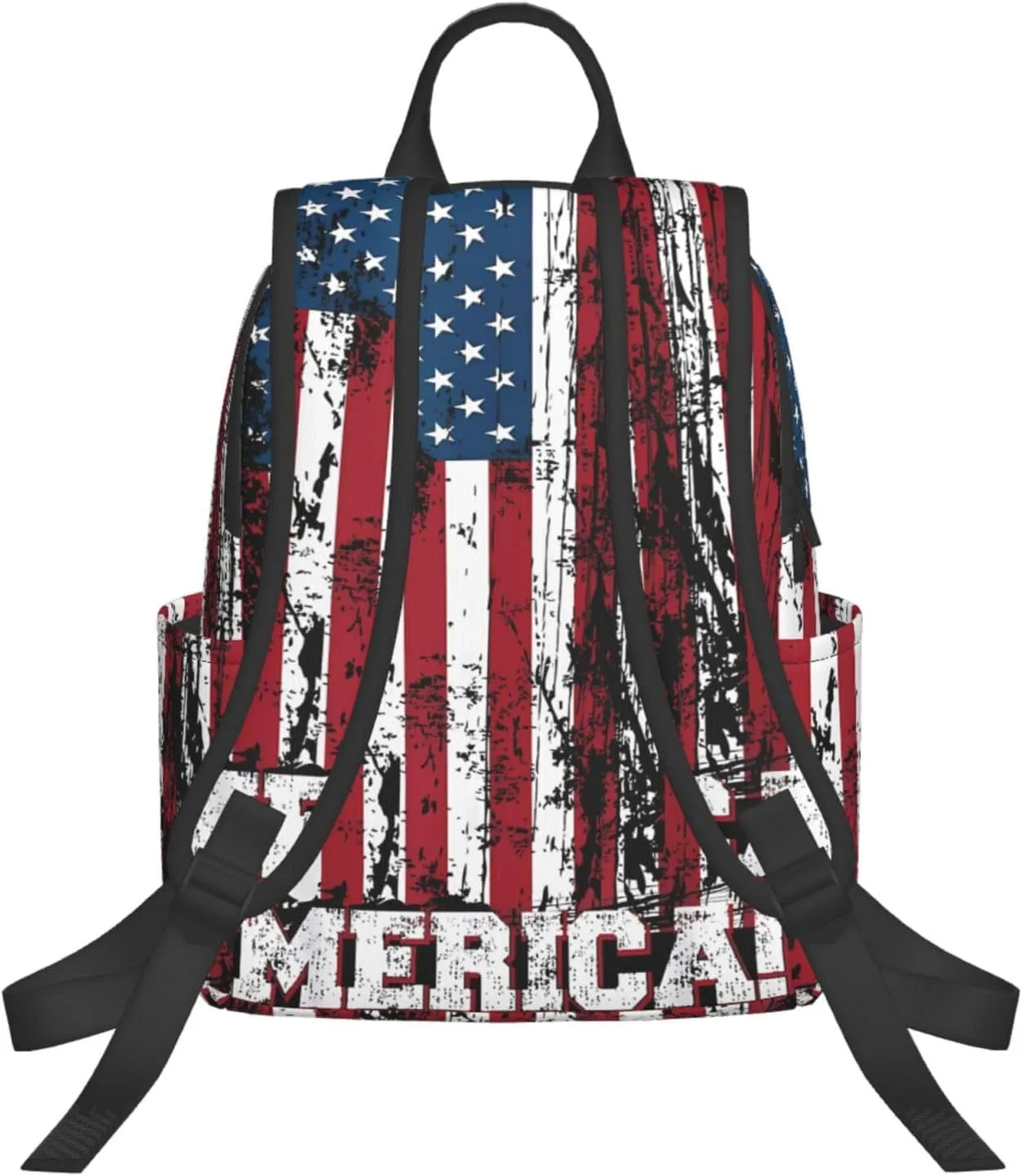 Independence Day American Flag Patriotic Casual Backpacks Laptop Backpack Outdoor Travel Rucksack Sport Carry-On Daypack Lightweight Bag with Multi-Pockets