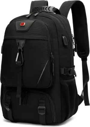 INSAVANT Travel Backpack for Mens 17.3 Inch with Laptop Sleeve and Shoe Compartment, Computer Backpacks with USB Charging Port, Durable Hiking Work Business Daypack for Women(17.3 Inch Black)