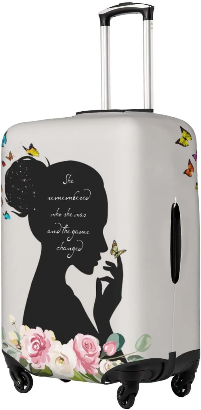 Inspirational Luggage Cover For Travel Positive Quote Travel Suitcase Protective Cover Motivational Encouragement Gift For Women For Girls Or Teens Floral Butterflies