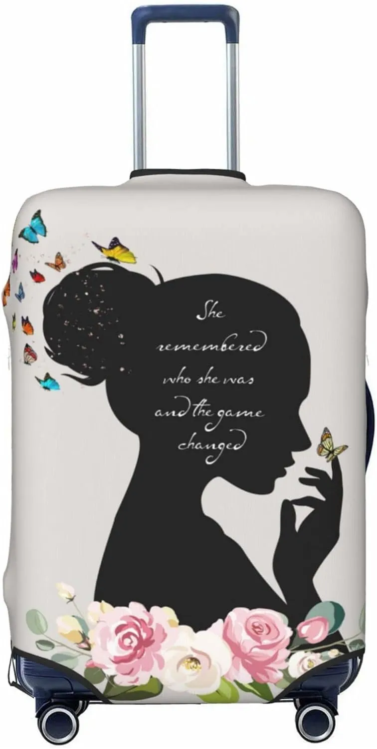 Inspirational Luggage Cover For Travel Positive Quote Travel Suitcase Protective Cover Motivational Encouragement Gift For Women For Girls Or Teens Floral Butterflies