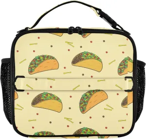 Insulated Lunch Bag for Men Women Mexican Beef Taco Reusable Lunch Box Portable Cooler Bag for Office Travel Work School