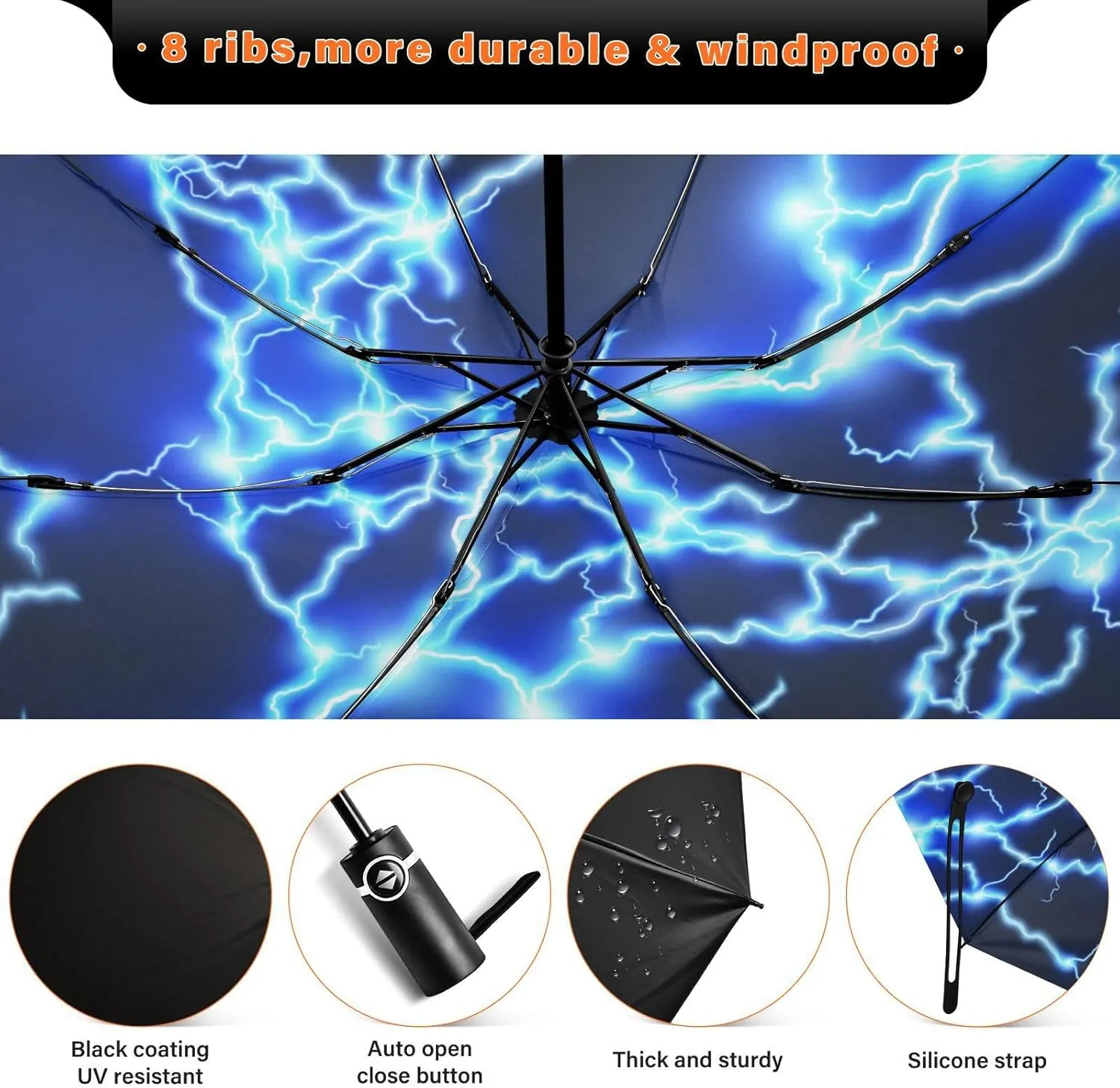 Inverted Umbrella, Windproof UV Protection Sun RainAutomatic Umbrella Compact Umbrella Reverse Umbrella for Women Men, Travel Folding Umbrella with Cover Bag