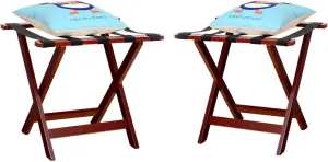 IOCCIOBB Hotel Luggage Rack Set of 2 - Solid Wood Travel Bag Holder, Foldable Guest Room Suitcase Rack, with Nylon Cordmulti Function Suitcase Holder, 23.6×15.7×23.6Inch (Color : Brown)