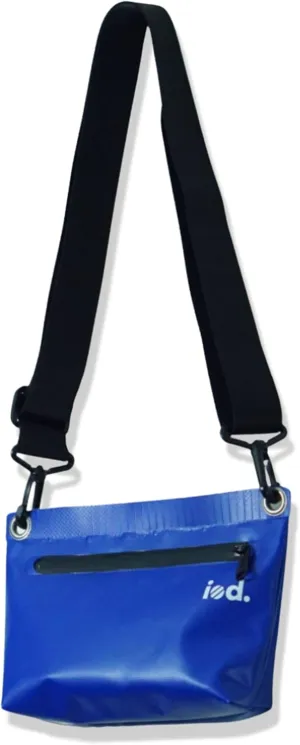 iod Weatherproof Sling Bag/Crossbody Bag with Water-Resistant Zipper - Tarpaulin Bag with Adjustable Shoulder Straps (Blue, S)