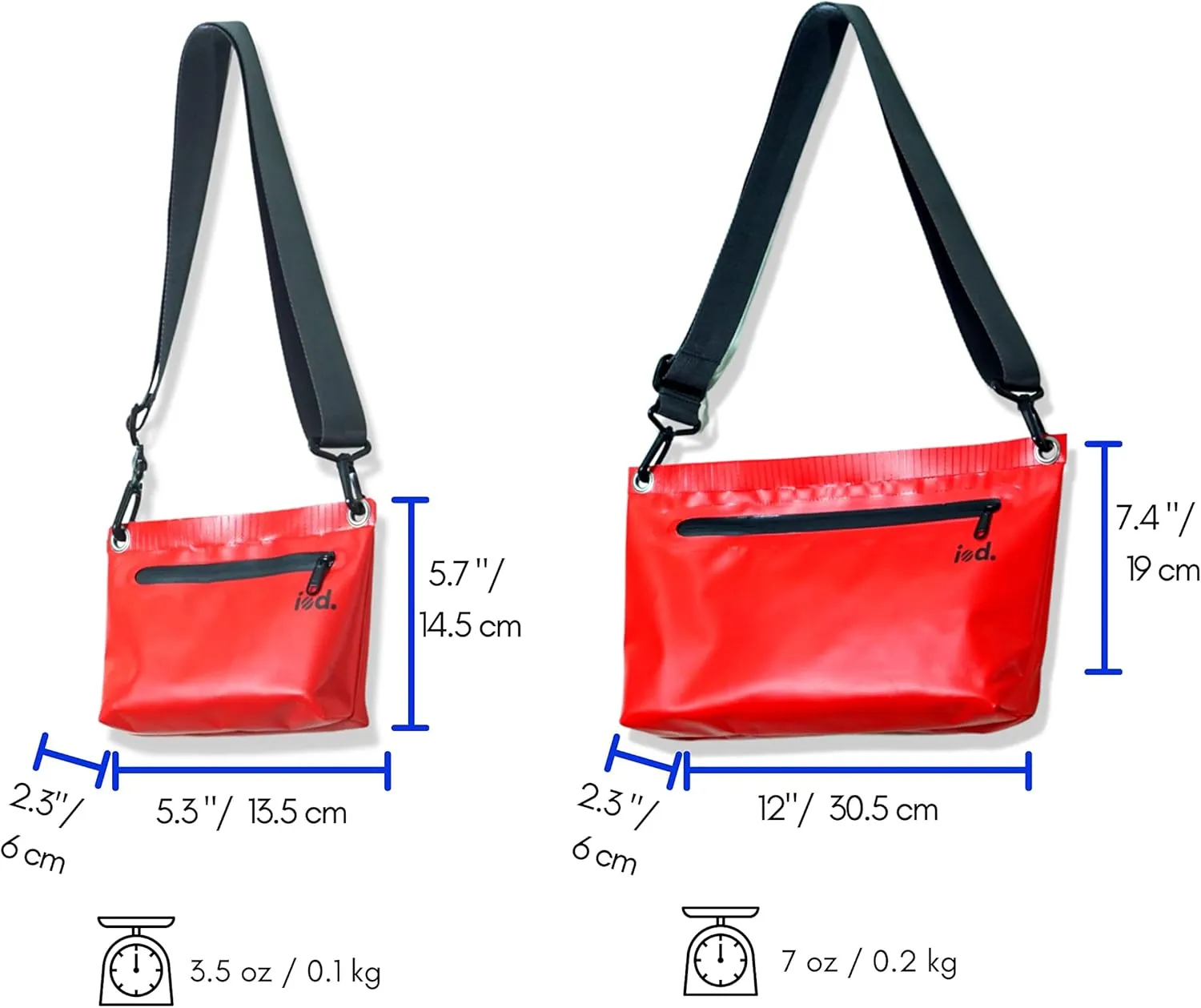 iod Weatherproof Sling Bag/Crossbody Bag with Water-Resistant Zipper - Tarpaulin Bag with Adjustable Shoulder Straps (Blue, S)