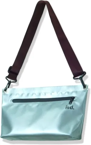 iod Weatherproof Sling Bag/Crossbody Bag with Water-Resistant Zipper - Tarpaulin Bag with Adjustable Shoulder Straps (Silver, M)