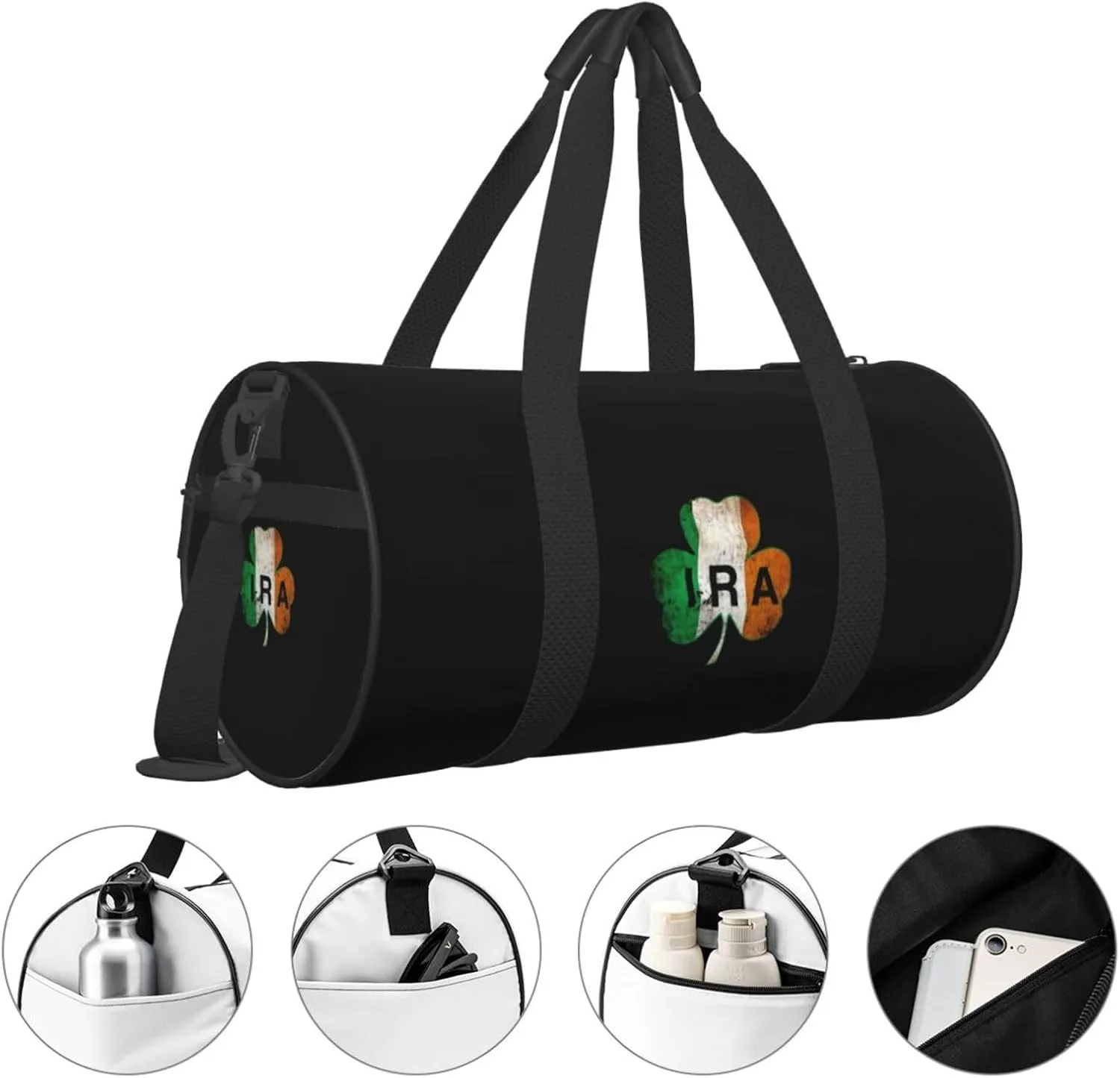Ira Irish Travel Luggage Duffel Bag Sports Rolling Foldable Duffel Bag, Black