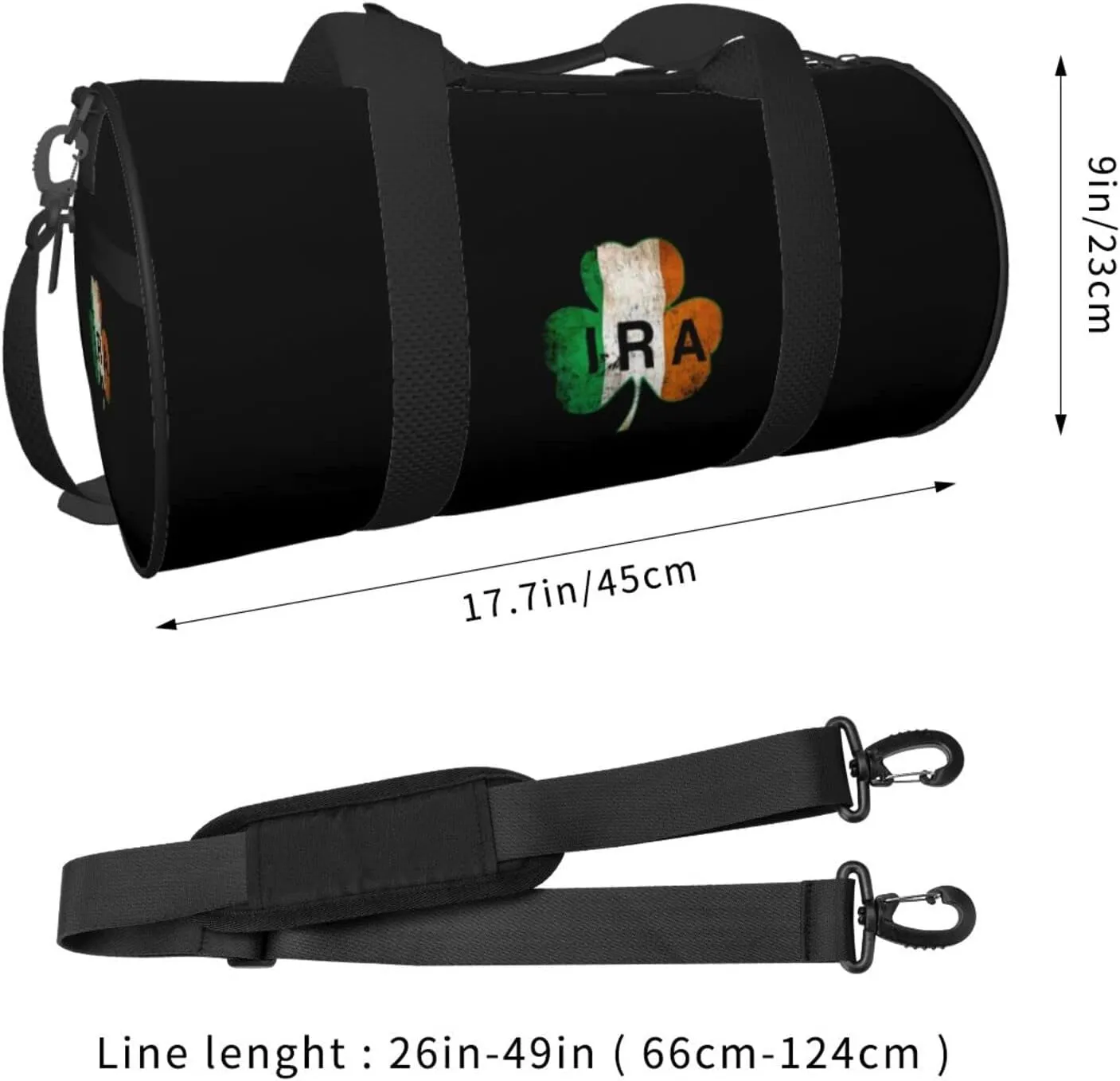 Ira Irish Travel Luggage Duffel Bag Sports Rolling Foldable Duffel Bag, Black