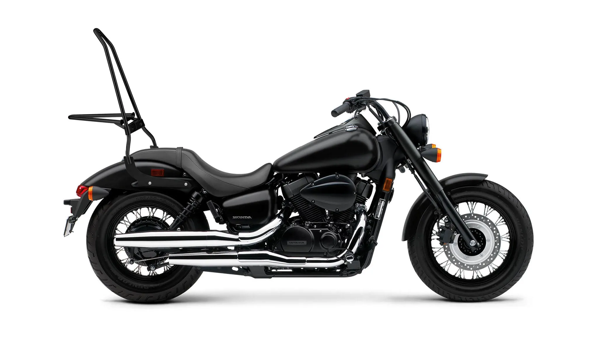 Iron Born 25" Sissy Bar with Foldable Luggage Rack for Honda Shadow 750 Phantom Matte Black