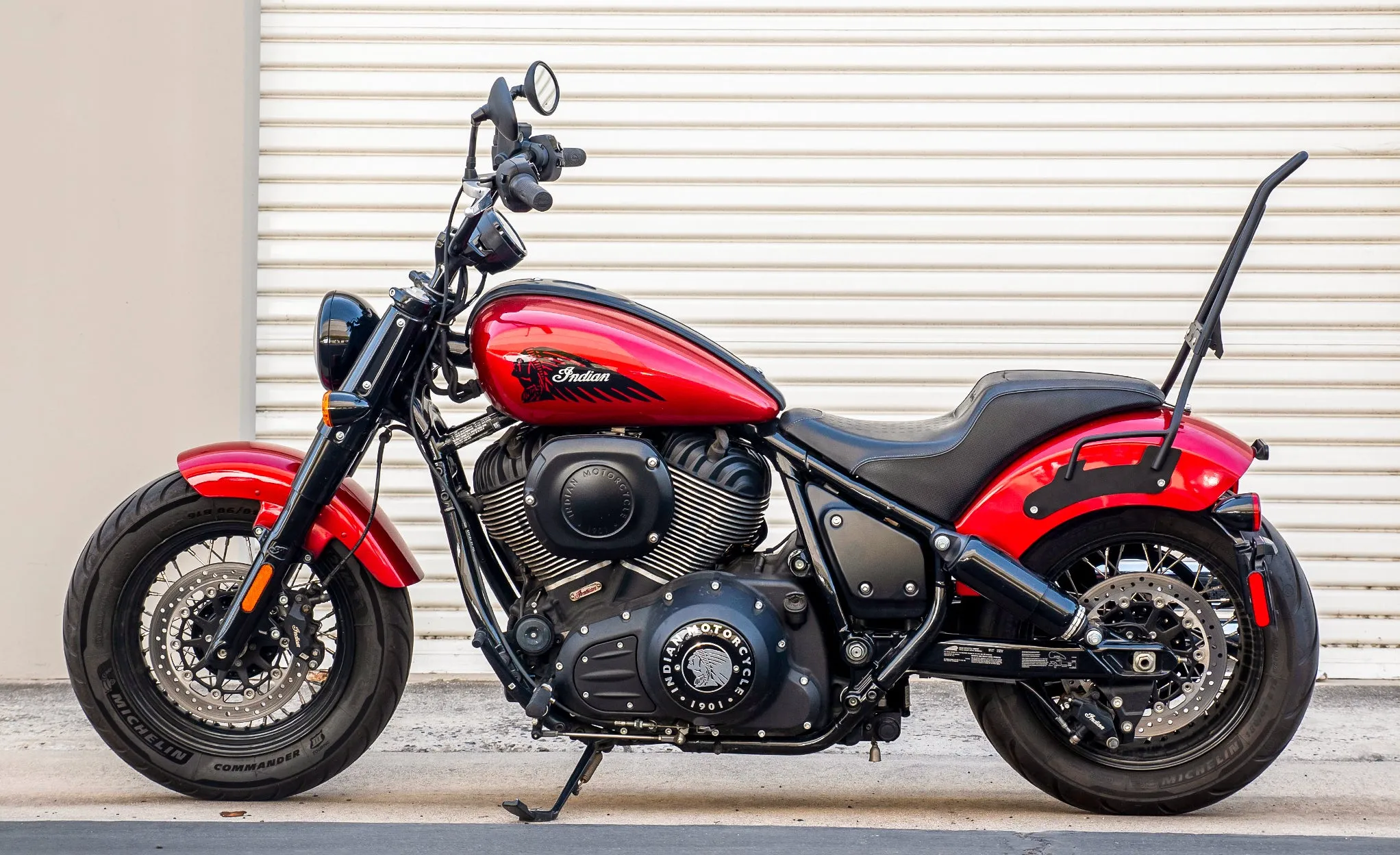 Iron Born Blade 25" Indian Chief Bobber Dark Horse (2022 ) Sissy Bar with Foldable Luggage Rack Matte Black