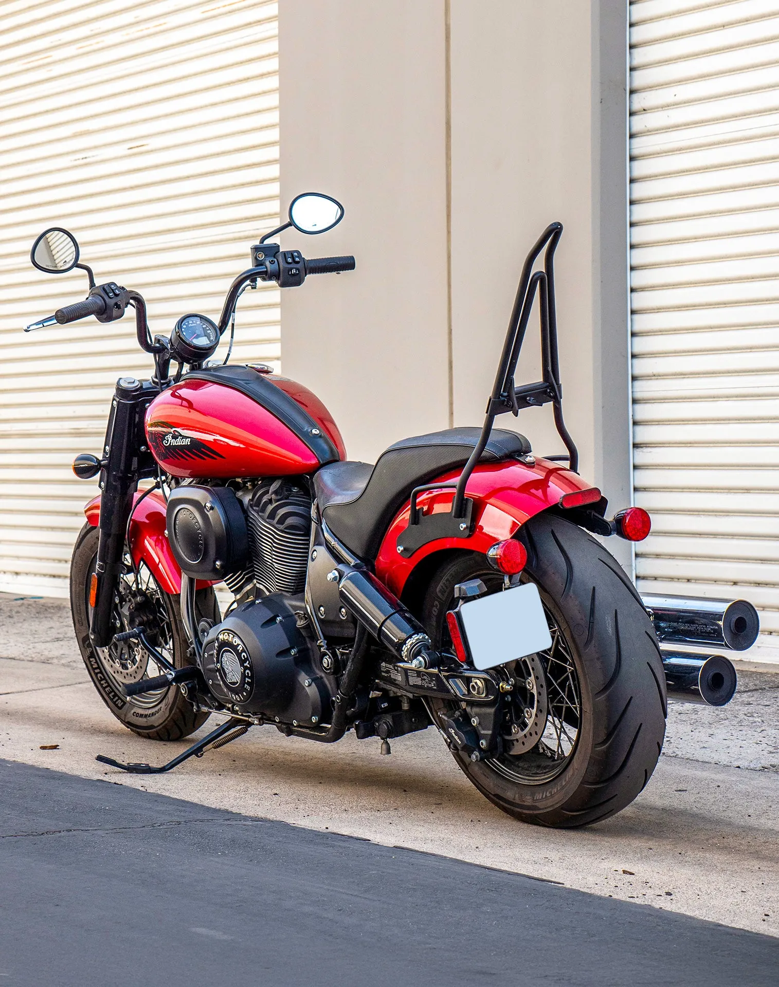 Iron Born Blade 25" Indian Chief Bobber Dark Horse (2022 ) Sissy Bar with Foldable Luggage Rack Matte Black