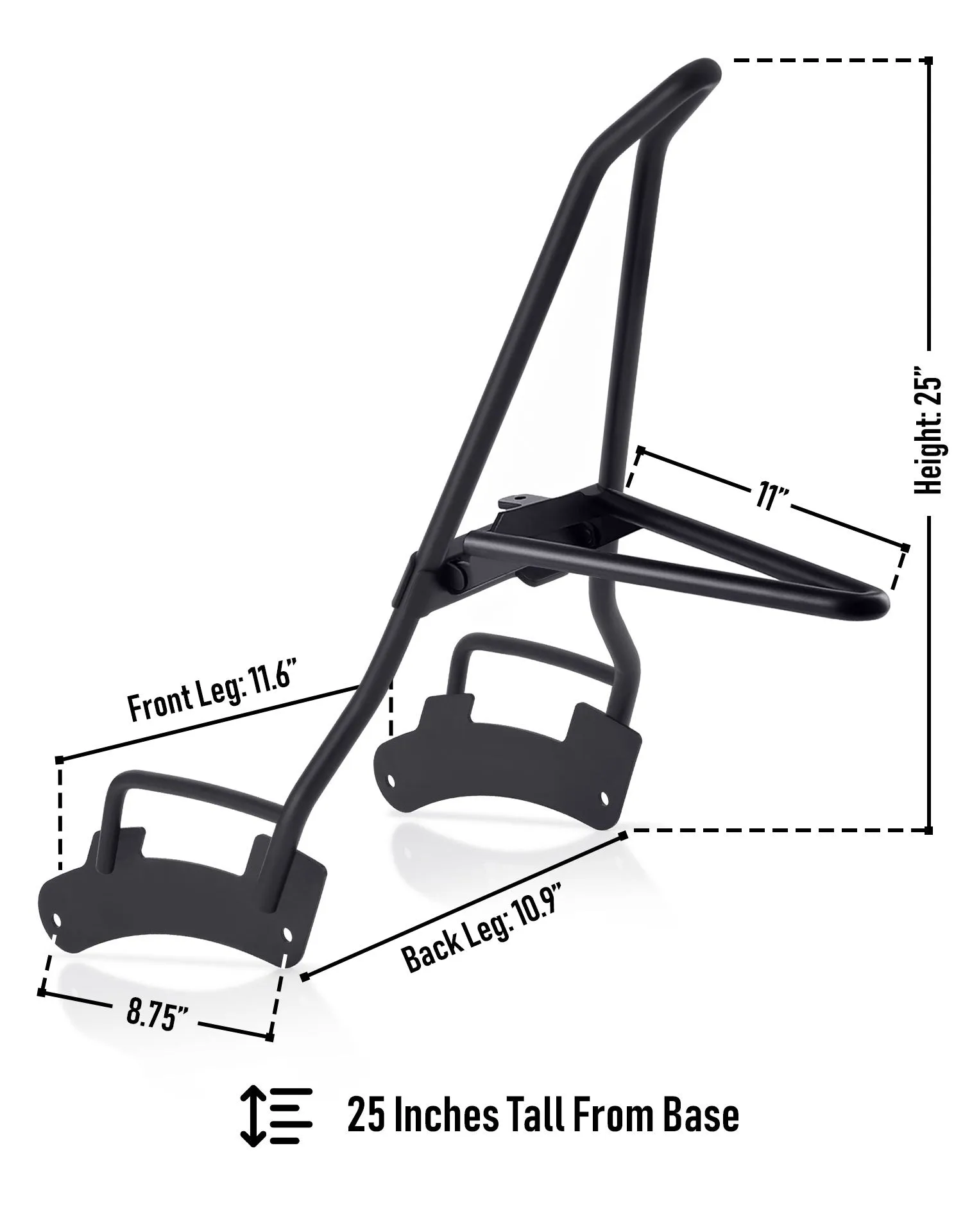 Iron Born Blade 25" Indian Super Chief Limited (2022 ) Sissy Bar with Foldable Luggage Rack Matte Black