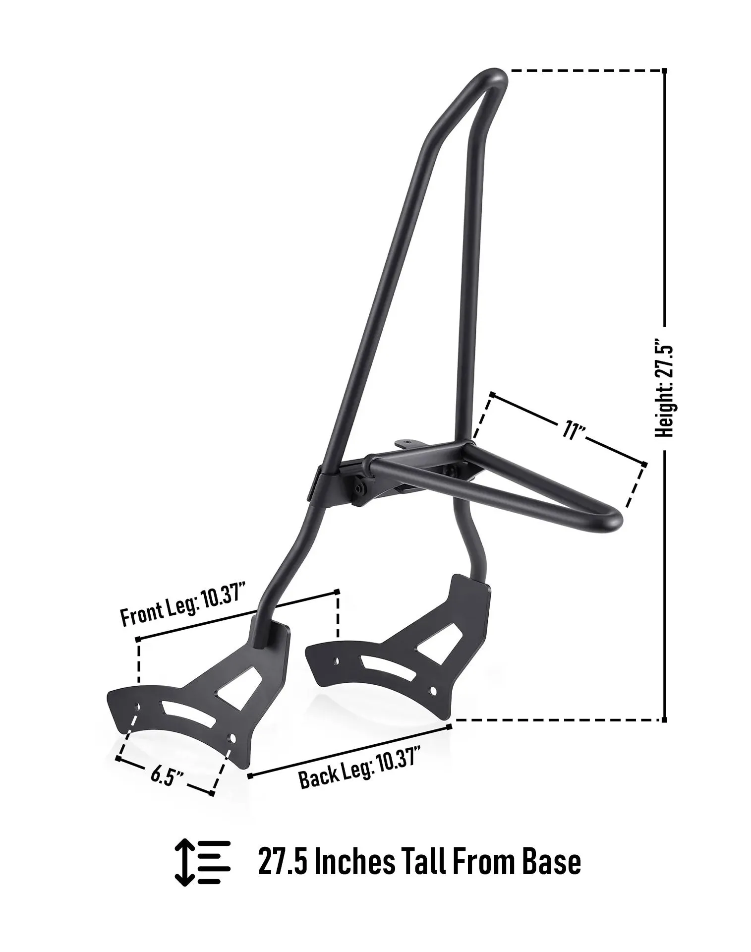 Iron Born Blade 25" Sissy Bar with Foldable Luggage Rack for Honda Rebel 1100 CMX1100 Matte Black