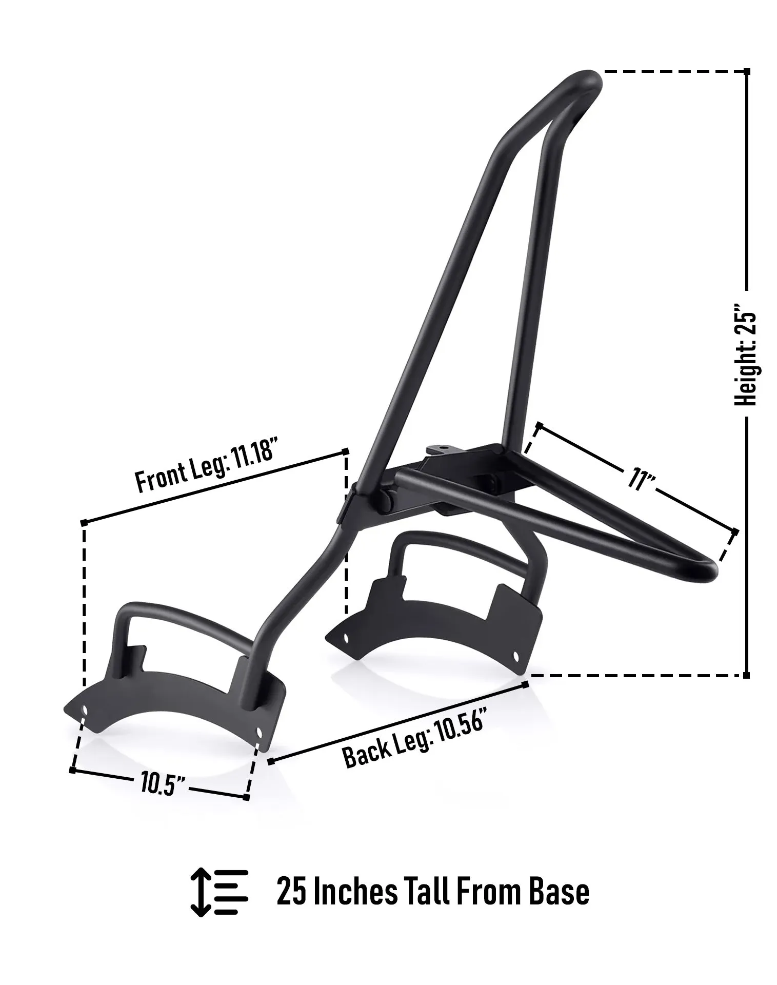 Iron Born Blade 25" Sissy Bar with Foldable Luggage Rack for Indian Scout Rogue Matte Black