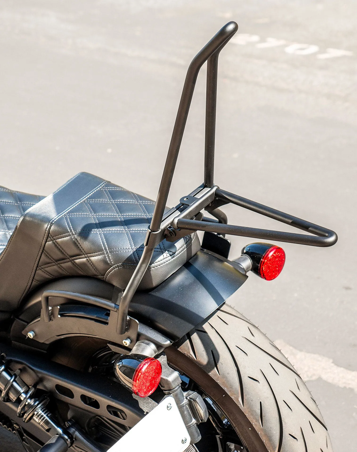 Iron Born Blade 25" Sissy Bar with Foldable Luggage Rack for Indian Scout Rogue Sixty Matte Black